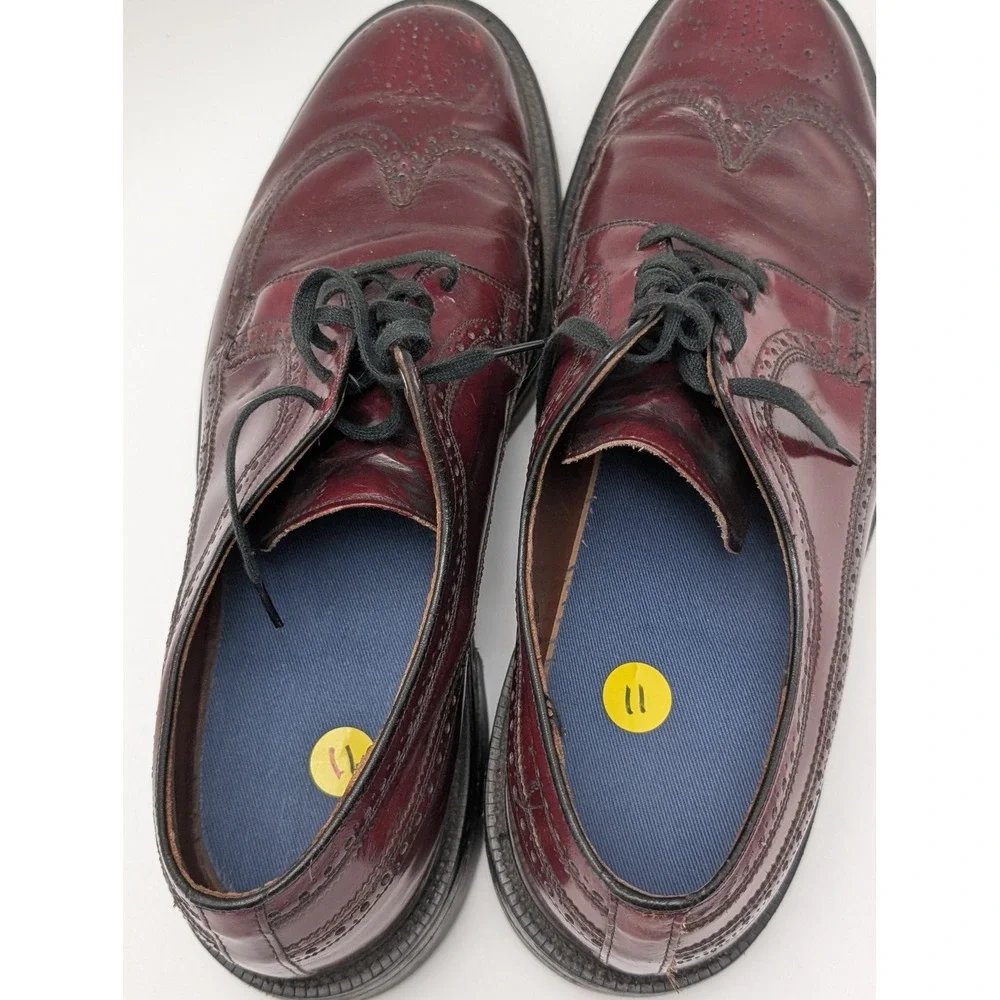 Nunn Bush Oxford Mens 11 D Burgundy Wingtip Brogue Leather Dress Shoes